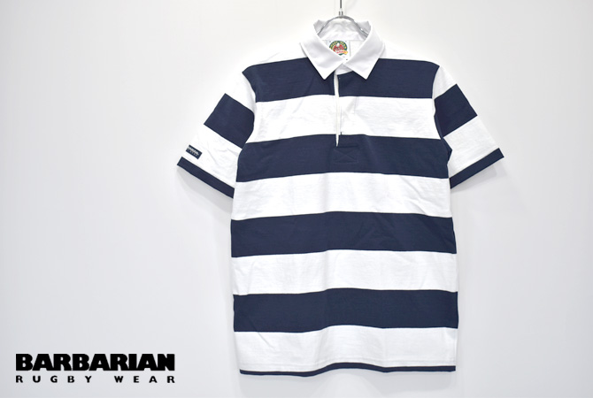 BARBARIAN Light Weight Rugby Shirt Short Sleeve (RSE-10 3'Two Collor Stripe)
